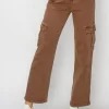 Full Size High Rise Cargo Jeans - Espresso