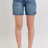 Full Size High Rise Denim Shorts Plus Size - Medium