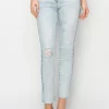 Full Size High Rise Distressed Skinny Jeans - Light