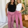 Full Size High Rise Garment Dye Wide Leg Jeans - French Rose