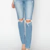 Full Size High Rise Knee Distressed Skinny Jeans - Light