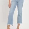 Full Size High Rise Raw Edge Crop Jeans - Light