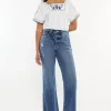 Full Size High Rise Slim Wide Leg Jeans - Medium