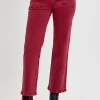Full Size High Rise Straight Jeans With Patch Pockets - Wine