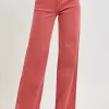 Full Size High Rise Tummy Control Wide Leg Jeans - Brick