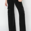 Full Size High Rise Wide Leg Cargo Jeans - Black