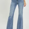 Full Size High Waist Raw Hem Flare Jeans - Medium