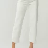 Full Size High Waist Rolled Hem Straight Jeans - Cream