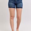 Full Size High Waist Tummy Control Destroy Release Hem Denim Shorts Plus Size