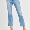 Full Size Low Rise Crop Slim Straight Jeans - Medium