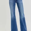 Full Size Low Rise Flare Jeans With Pockets - Dark