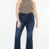 Full Size Mid Rise Flare Jeans - Dark