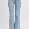 Full Size Mid Rise Rhinestone Side Panel Detail Flare Jeans Plus Size
