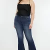 Full Size Mid Rise Slim Flare Jeans - Dark