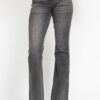 Full Size Mid Rise Tummy Control Washed Gray Release Hem Flare Jeans Plus Size - Gray