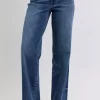 Full Size Raw Hem Mid Rise Jeans - Dark