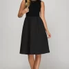 Full Size Sleeveless Poplin Woven Midi Dress with Pockets Plus Size - Black