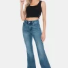 Full Size Tummy Control Cut Hem Flare Jeans - Medium