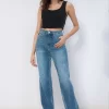Full Size Tummy Control Cut Raw Hem Straight Jeans - Medium