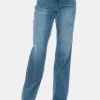 Full Size Tummy Control Cut Raw Hem Straight Jeans - Medium