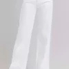 Full Size Tummy Control Double Button Wide Leg Jeans - White