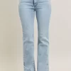 Full Size Tummy Control Vintage Wash Side Slit Slim Boot Jeans Plus Size - Light