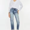 High Rise Cuffed Straight Jeans - Medium