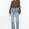 High Rise Slim Wide Leg Jeans - Light