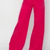 High Rise Wide Leg Jeans - Fuchsia