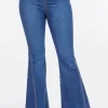 High Waist Curvy Flare Jeans - Dk Blue