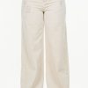 High Waist Distressed Wide Leg Jeans - Beige