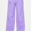 High Waist Distressed Wide Leg Jeans - Lavender