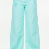 High Waist Distressed Wide Leg Jeans - Mint Blue