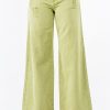 High Waist Distressed Wide Leg Jeans - Yellow-Green