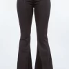 High Waist Pull On Flare Jeans - Black