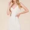 Lace Detail Adjustable Strap Mini Cami Dress - Ivory