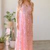 Lace Maxi Cami Dress - Pink