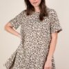 Leopard Printed Comfy Mini Dress - Oatmeal