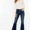 Mid Rise Button Fly Flare Jeans - Medium