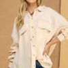 Oversized Mineral Wash Cotton Gauze Shacket - Sand