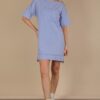 Plus Size Mineral Washed Knit Shift Mini Dress - Blue