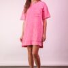 Plus Size Mineral Washed Knit Shift Mini Dress - Pink