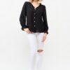 Polka Dot Ruffle Detailed Blouse Top - Black