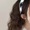 Polyester Plaid Wide Headband - White