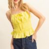 Poplin Smocked Waist Summery Cami Top - Yellow