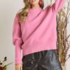 Puff Shoulder Sweater - Pink