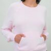 Raglan Sleeve Pocket Sweatshirt - Pale Pink