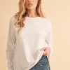 Round Neck Long Sleeve Top - White