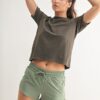 Round Neck Short Sleeve T-Shirt - Dark Olive