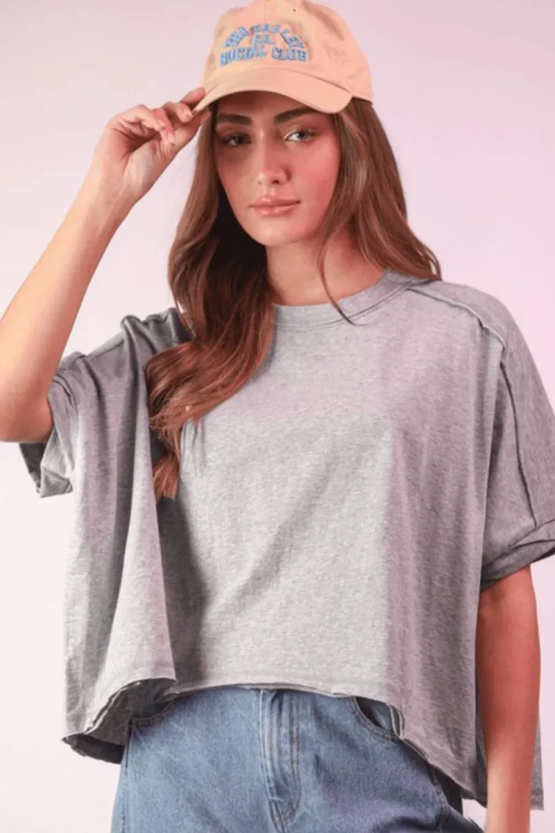 Round Neck Short Sleeve T-Shirt - H Gray